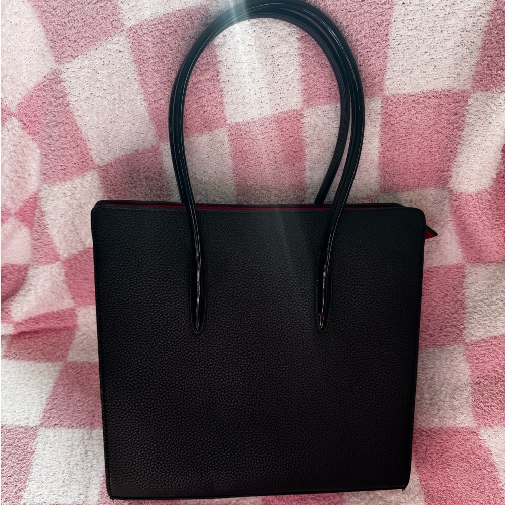 Oversized Black Stud Purse Handbag With Red Inside & Studs